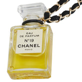 シャネル No19 香水 オードパルファム ネックレス ゴールド ブラック メッキ レザー レディース CHANEL 【中古】